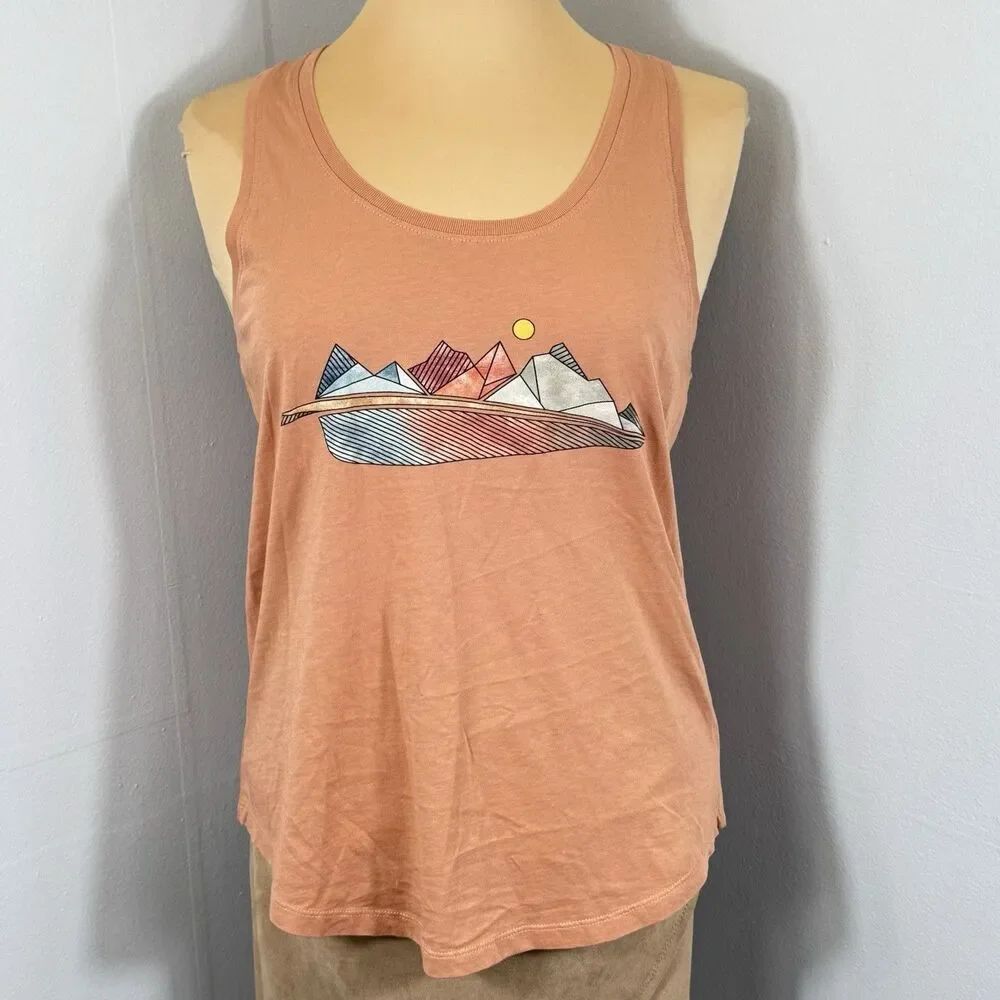 Kuhl Sz S Watercolor Organic Cotton Graphic Tank Top Outdoor Coral 8196 NWOT